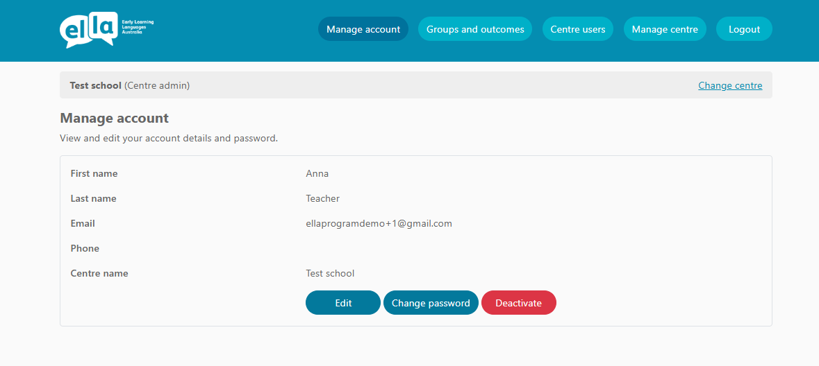 Manage Account Centre Admin